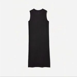 Everlane The Long Weekend Side Slit 100% Cotton Black Midi Dress Medium